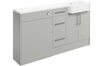 Elsie 1542mm Basin WC & 3 Drawer Unit Pack (RH) - Light Grey Gloss Elsie 1542mm Basin WC & 3 Drawer Unit Pack (RH) - Light Grey Gloss