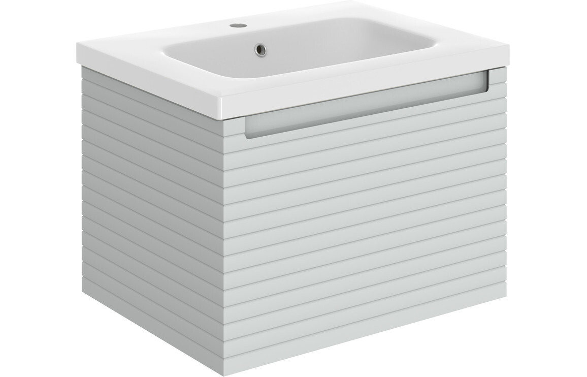 Esme 615mm Wall Hung 1 Drawer Basin Unit & Basin - Matt Mineral Grey