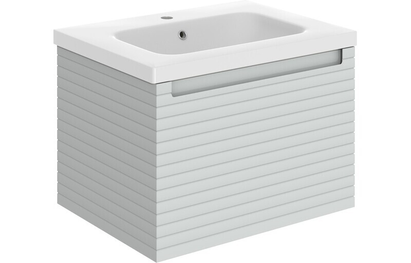 Esme 615mm Wall Hung 1 Drawer Basin Unit & Basin - Matt Mineral Grey