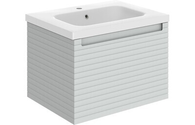 Esme 615mm Wall Hung 1 Drawer Basin Unit & Basin - Matt Mineral Grey