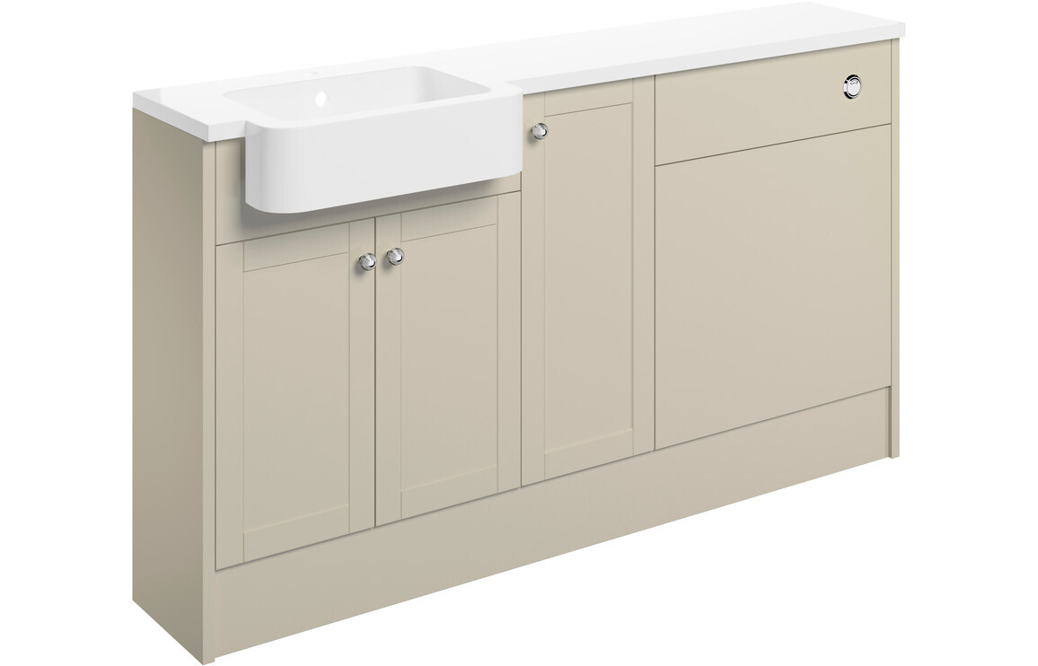 Charlotte 1542mm Basin  WC & 1 Door Unit Pack (Left Handed Basin) - Matt Latte