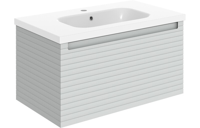 Esme 815mm Wall Hung 1 Drawer Basin Unit & Basin - Matt Mineral Grey