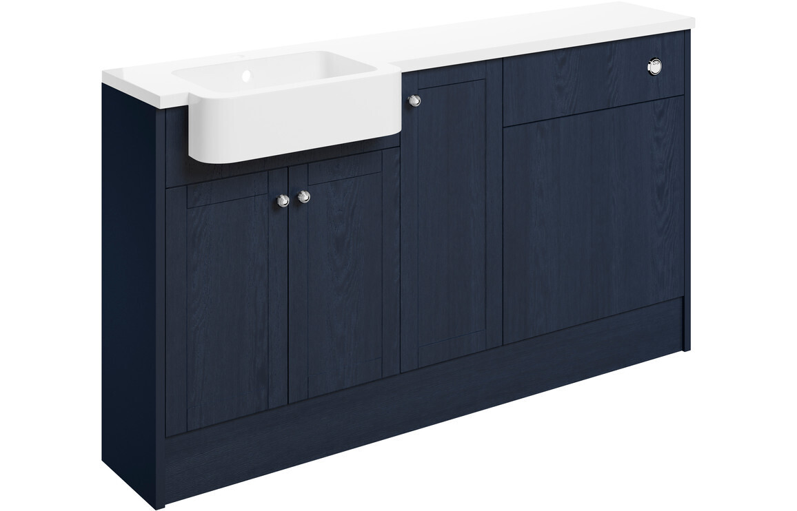 Charlotte 1542mm Basin  WC & 1 Door Unit Pack (Left Handed Basin) - Indigo Ash