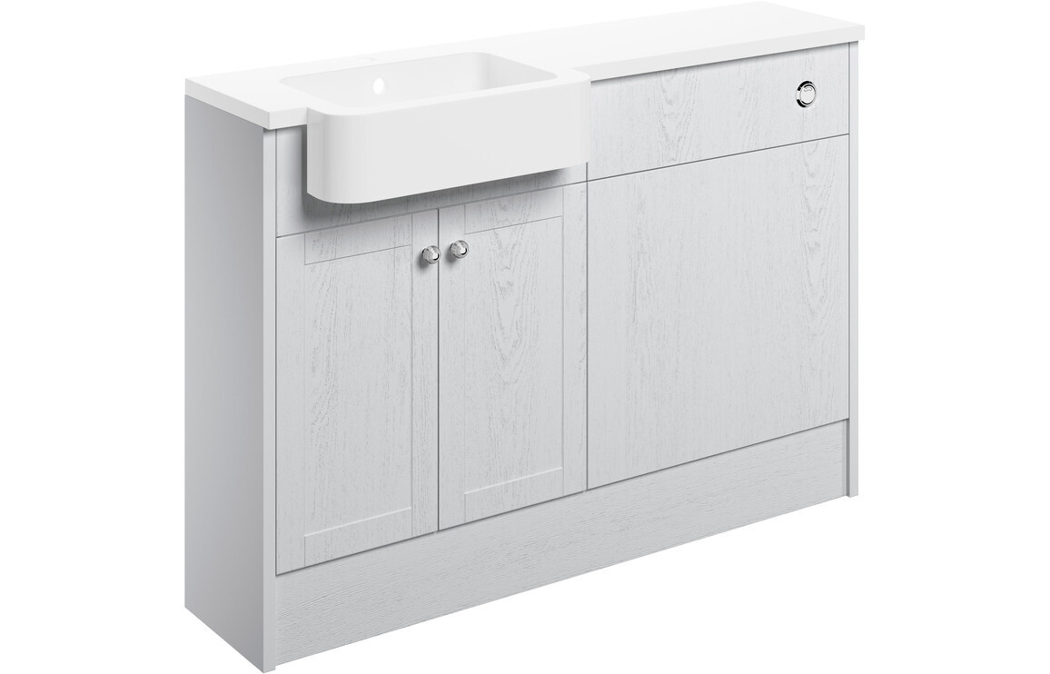 Charlotte 1242mm Basin & WC Unit Pack (Left Handed Basin) - Satin White Ash