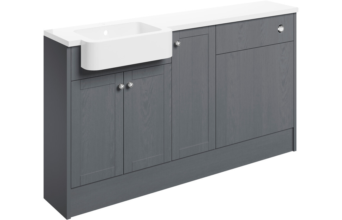 Charlotte 1542mm Basin  WC & 1 Door Unit Pack (Left Handed Basin) - Grey Ash
