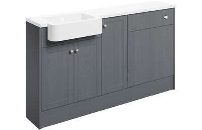 Charlotte 1542mm Basin  WC & 1 Door Unit Pack (Left Handed Basin) - Grey Ash