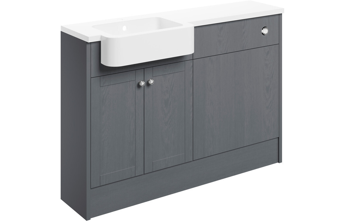 Charlotte 1242mm Basin & WC Unit Pack (Right Handed Basin) - Grey Ash
