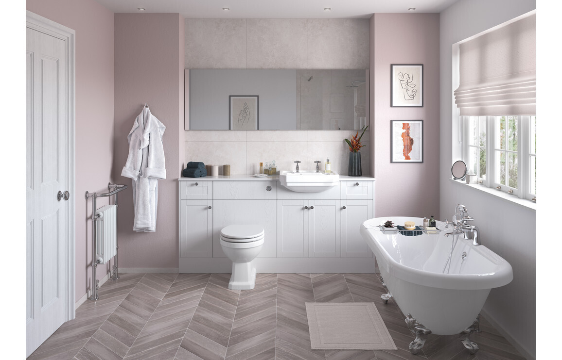 Charlotte 2200x330mm Tall End Panel - Satin White Ash