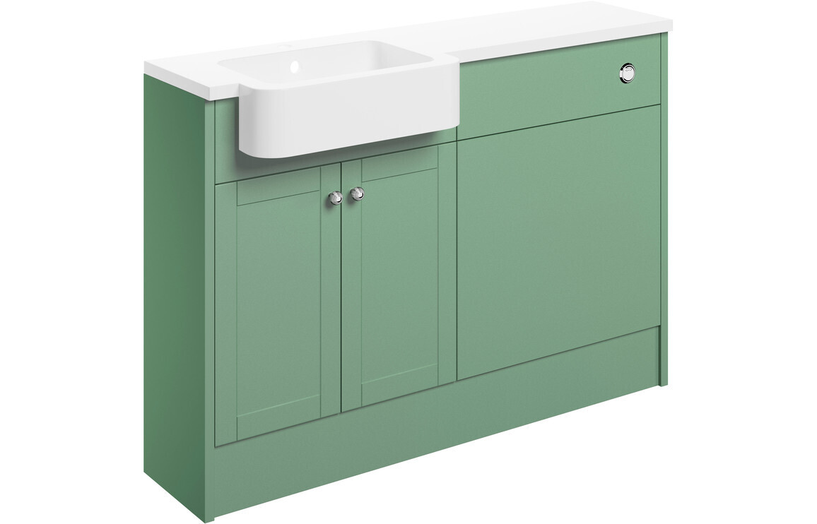 Charlotte 1242mm Basin & WC Unit Pack (Left Handed Basin) - Matt Sage Green