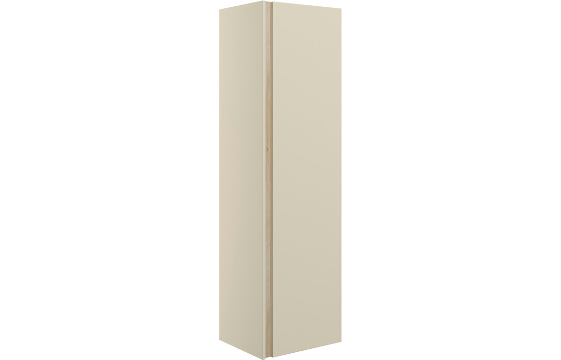 Isabella 350mm Wall Hung 1 Door Tall Unit - Matt Cotton & Oak Effect
