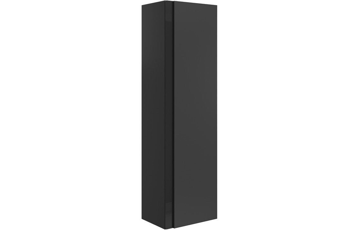 Isabella 350mm Wall Hung 1 Door Tall Unit - Matt Black & Glass