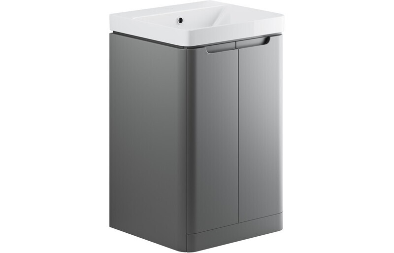Clara 500mm 2 Door Floor Standing Cloakroom Basin Unit - Matt Grey