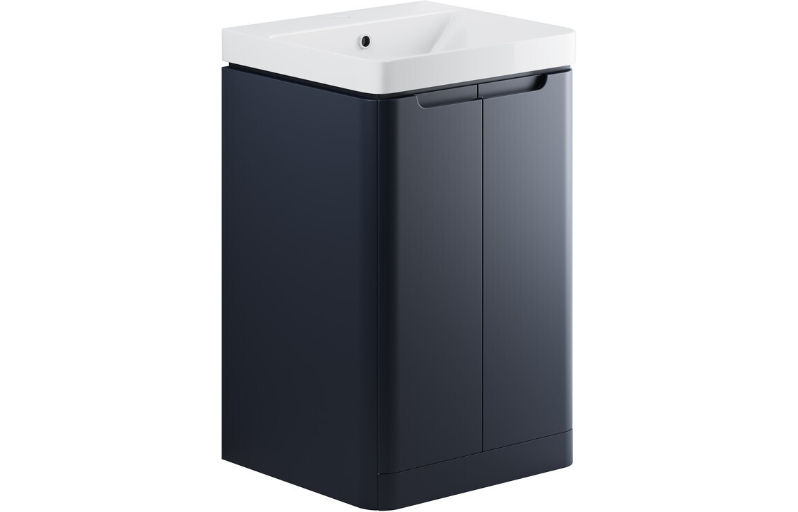 Clara 500mm 2 Door Floor Standing Cloakroom Basin Unit - Matt Indigo