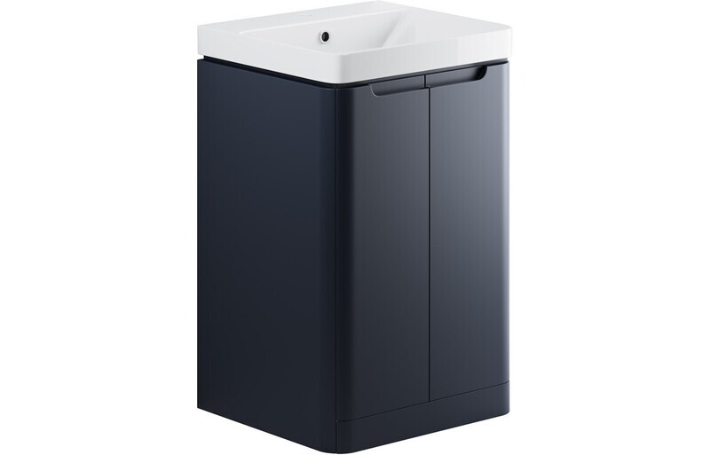 Clara 500mm 2 Door Floor Standing Cloakroom Basin Unit - Matt Indigo