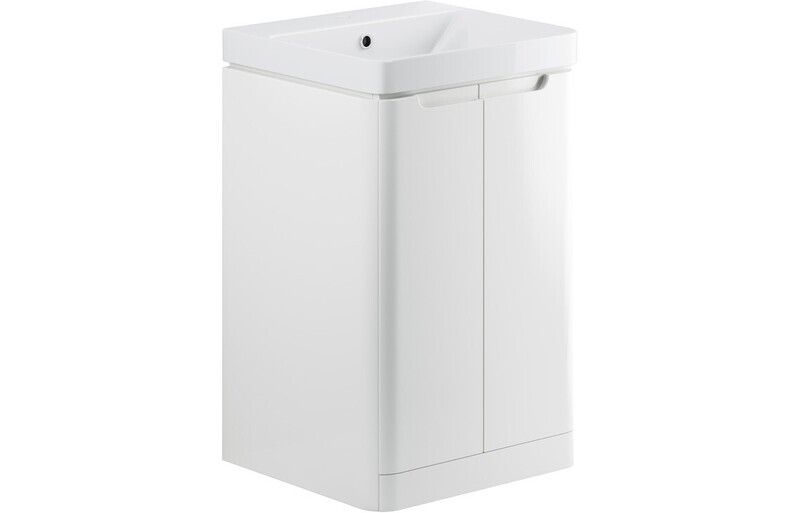 Clara 500mm 2 Door Floor Standing Cloakroom Basin Unit - White Gloss