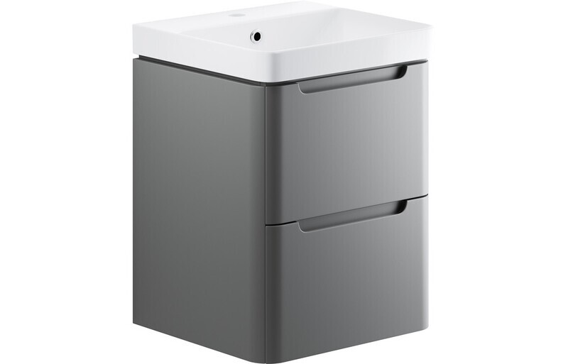 Clara 500mm 2 Drawer Wall Hung Cloakroom Basin Unit - Matt Grey