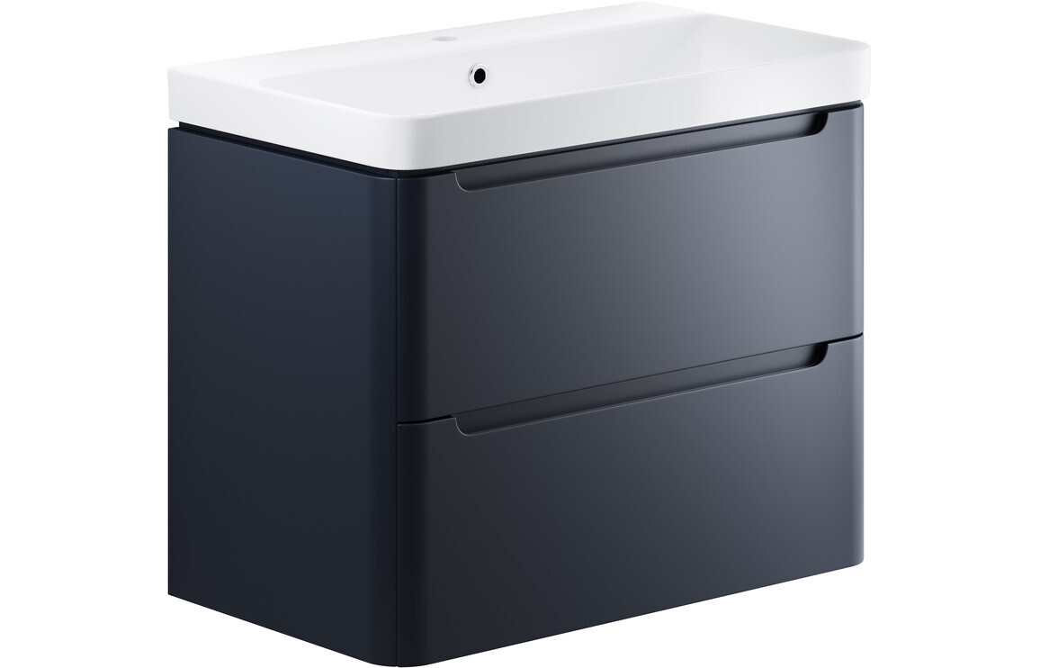 Clara 805mm 2 Drawer Wall Hung Basin Unit - Matt Indigo