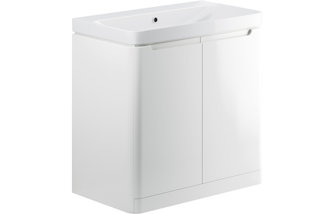 Clara 805mm 2 Door Floor Standing Basin Unit - White Gloss