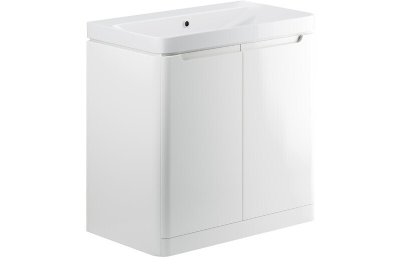 Clara 805mm 2 Door Floor Standing Basin Unit - White Gloss