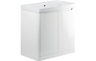 Clara 805mm 2 Door Floor Standing Basin Unit - White Gloss