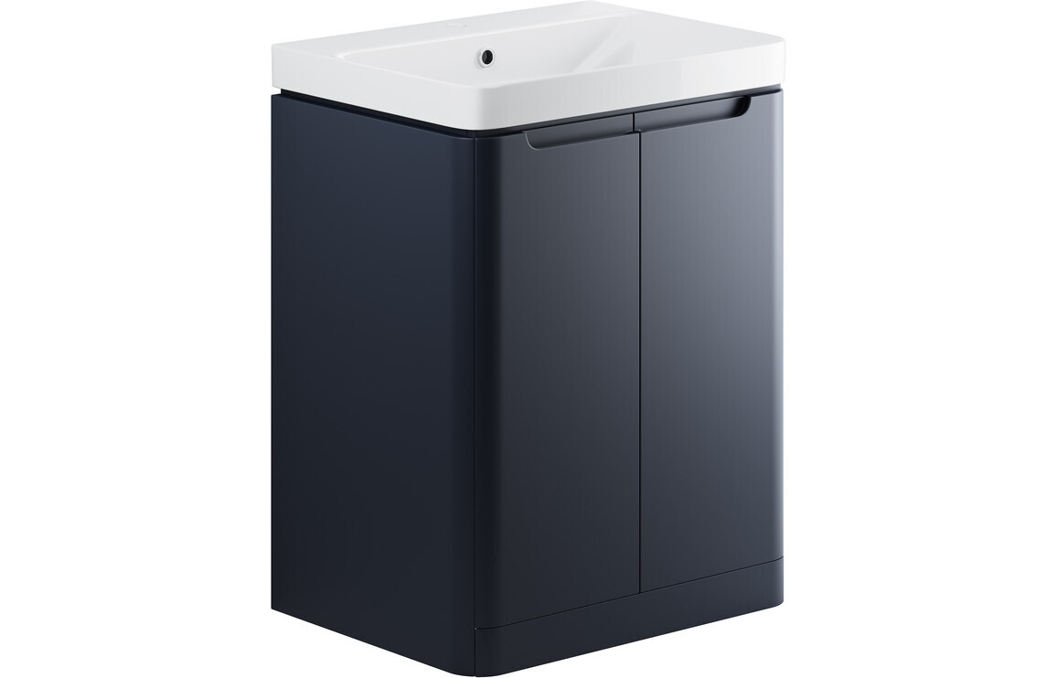 Clara 605mm 2 Door Floor Standing Basin Unit - Matt Indigo