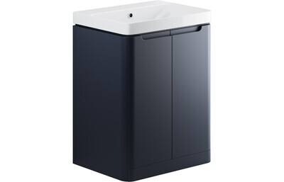 Clara 605mm 2 Door Floor Standing Basin Unit - Matt Indigo