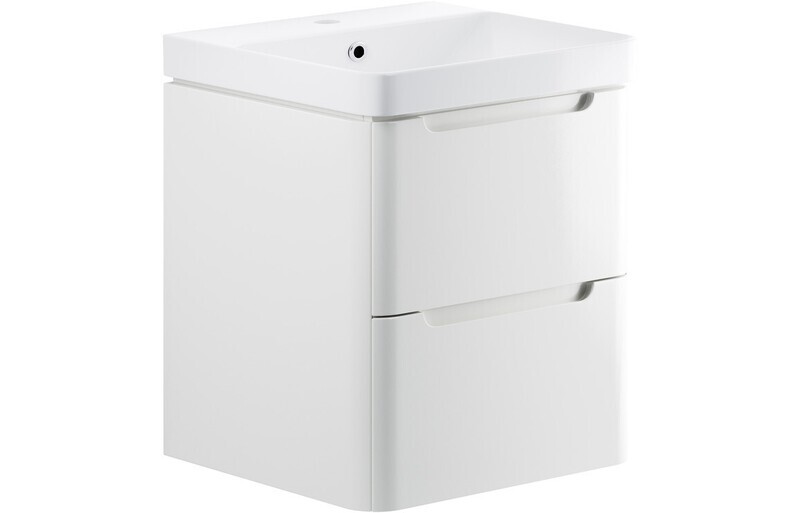 Clara 605mm 2 Drawer Wall Hung Basin Unit - White Gloss