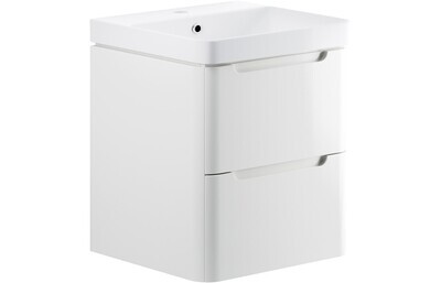 Clara 605mm 2 Drawer Wall Hung Basin Unit - White Gloss