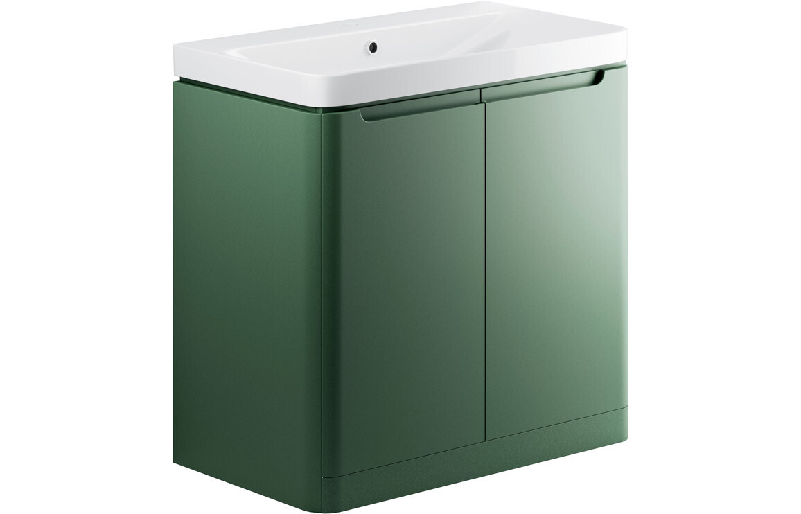 Clara 805mm 2 Door Floor Standing Basin Unit - Matt Sage Green