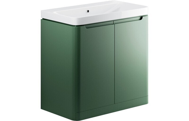 Clara 805mm 2 Door Floor Standing Basin Unit - Matt Sage Green
