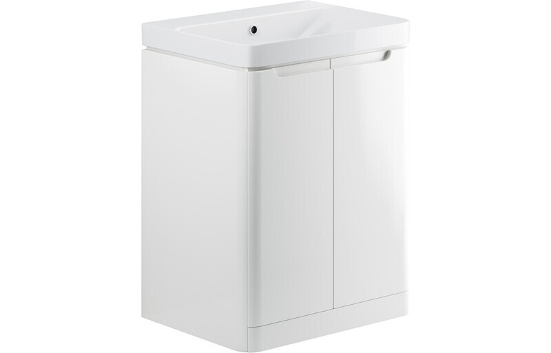 Clara 605mm 2 Door Floor Standing Basin Unit - White Gloss
