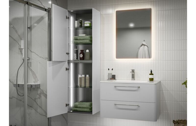 Brixham 810mm 2 Drawer Wall Unit & Basin - White Gloss
