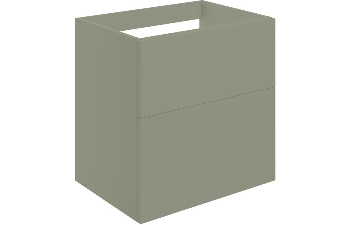 Lilly Mae 590mm Wall Hung 2 Drawer Basin Unit (No Top) - Matt Olive Green