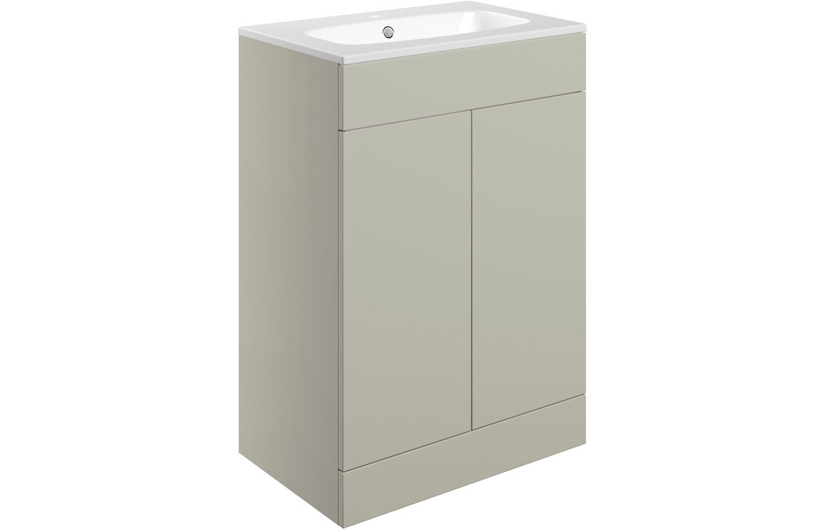 Lilly Mae 610mm Floor Standing 2 Door Basin Unit & Basin - Matt Latte