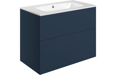 Lilly Mae 815mm Wall Hung 2 Drawer Basin Unit & Basin - Matt Deep Blue