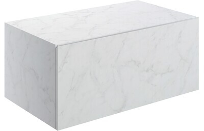Ophelia 800mm Wall Hung Storage Drawer - White Marble