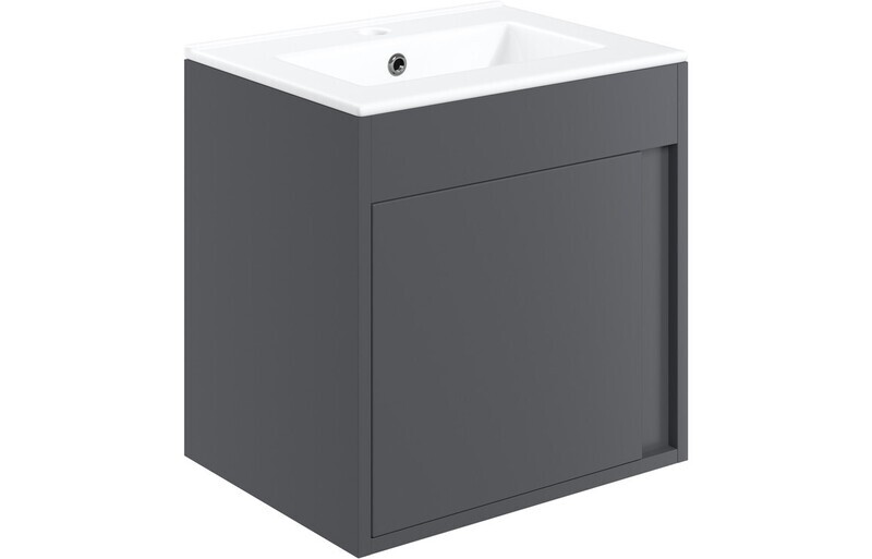 Aurora 510mm Wall Hung Unit Inc. Basin - Matt Graphite Grey