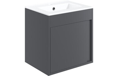 Aurora 510mm Wall Hung Unit Inc. Basin - Matt Graphite Grey