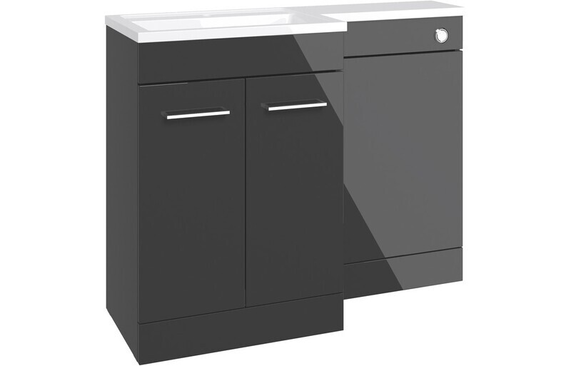 Eleanor 1100mm Floor Standing L-Shape Pack & Basin (Right Handed Basin) - Anthracite Gloss