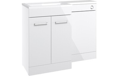 Eleanor 1100mm Floor Standing L-Shape Pack & Basin (Right Handed Basin) - White Gloss