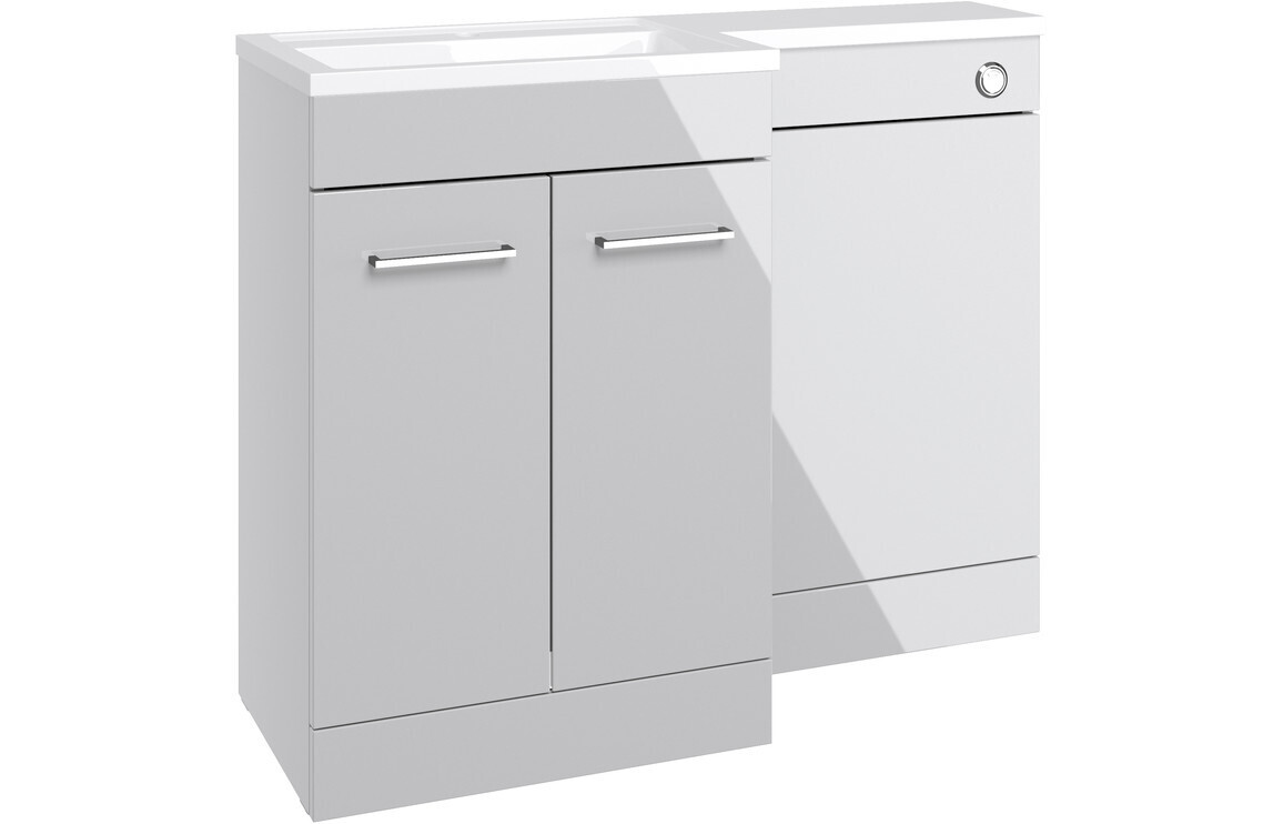 Eleanor 1100mm Floor Standing L-Shape Pack & Basin (Right Handed Basin) - Grey Gloss