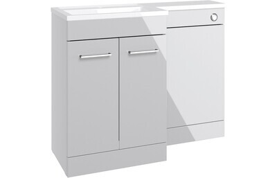 Eleanor 1100mm Floor Standing L-Shape Pack & Basin (Left Handed Basin) - Grey Gloss