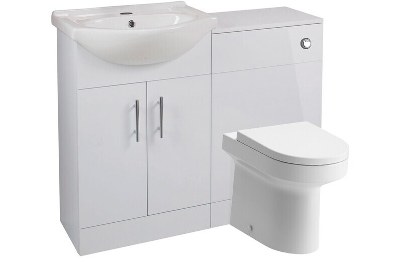 Cara 650mm Basin Unit & WC Unit Pack - White Gloss