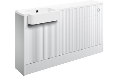 Evelyn 1542mm Basin  WC & 1 Door Unit Pack (Right Handed Basin) - Matt White