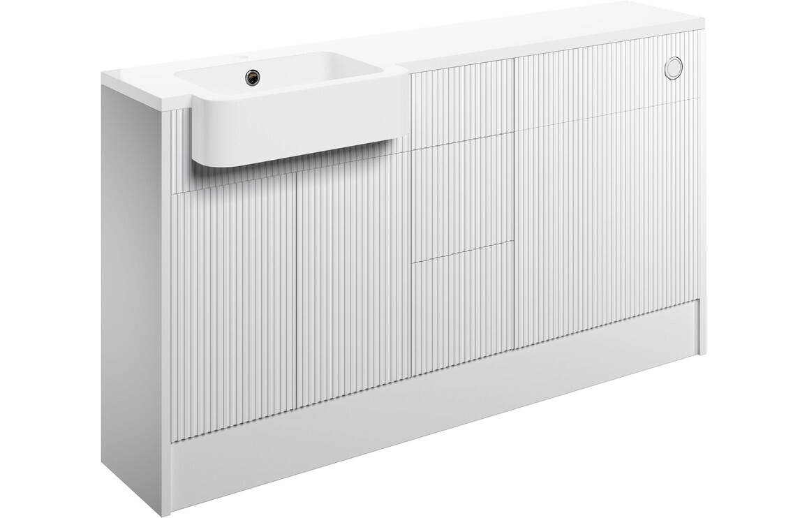 Evelyn 1542mm Basin  WC & 3 Drawer Unit Pack (Left Handed Basin) - Matt White