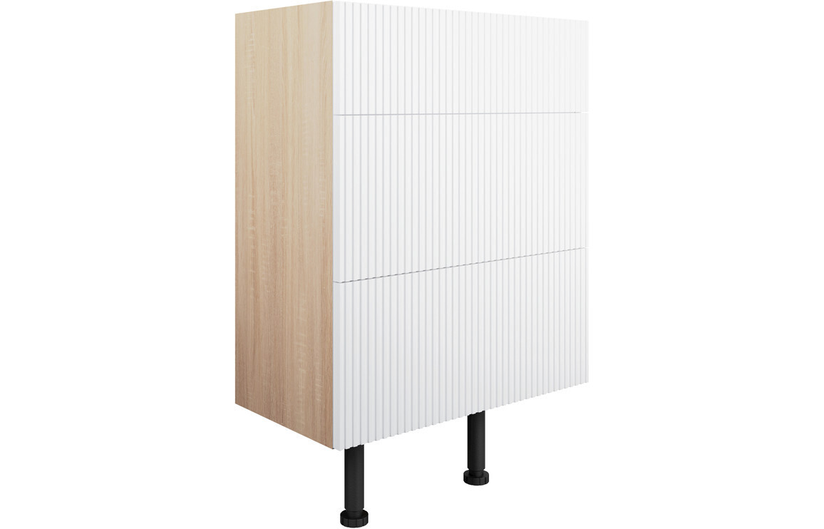 Evelyn 600mm 3 Drawer Base Unit - Matt White