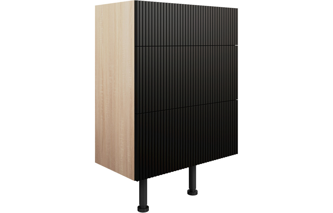 Evelyn 600mm 3 Drawer Base Unit - Matt Graphite Grey