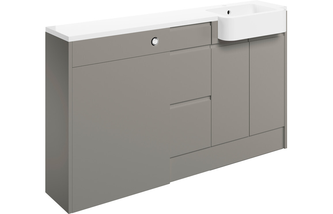 Sienna 1542mm Basin  WC & 3 Drawer Unit Pack (Right Handed Basin) - Pearl Grey Gloss