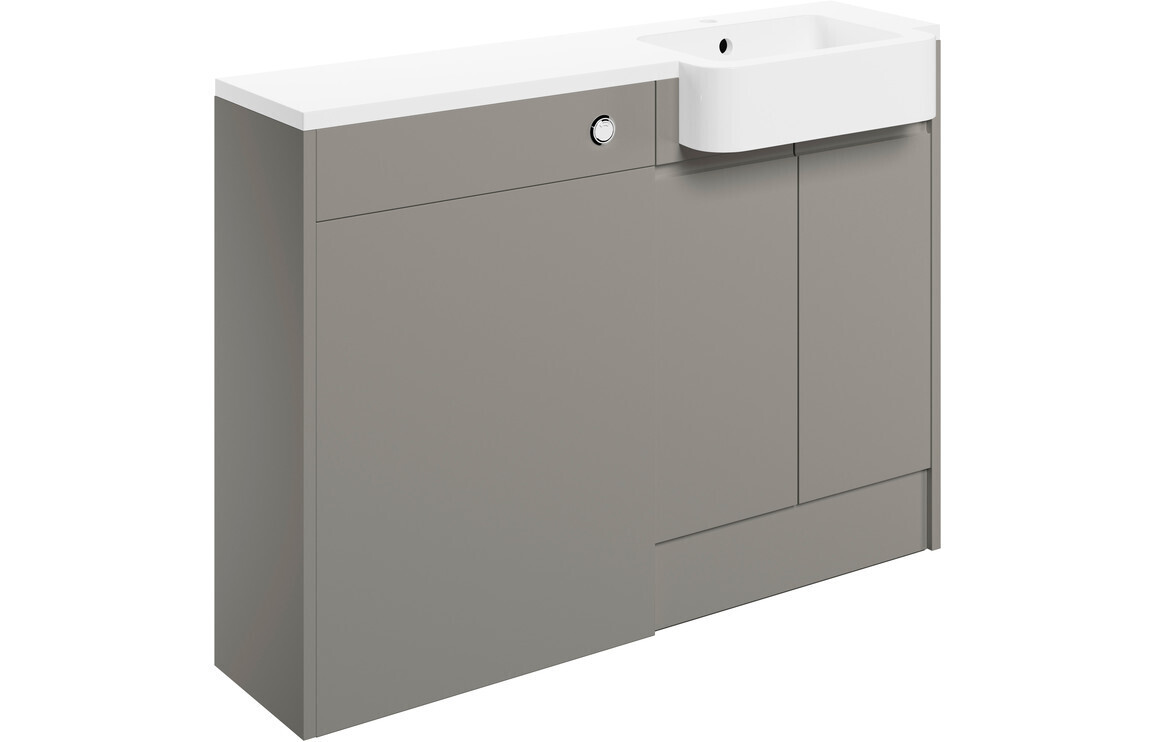 Sienna 1242mm Basin & WC Unit Pack (Right Handed Basin) - Pearl Grey Gloss
