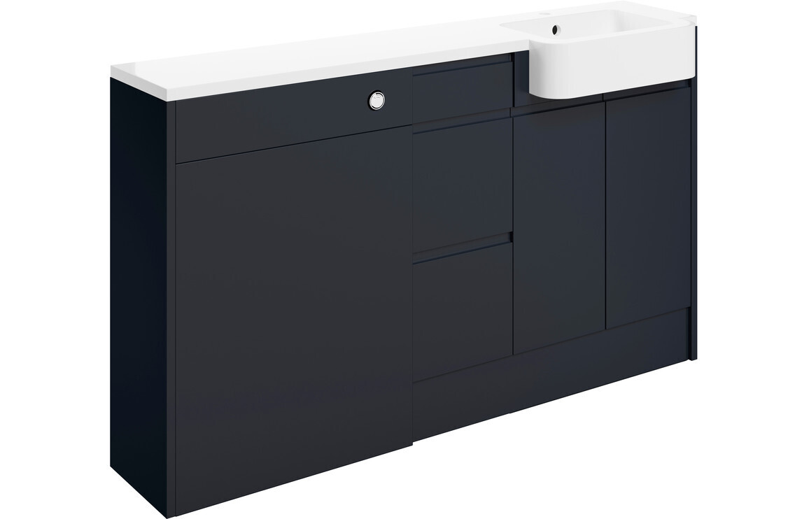 Sienna 1542mm Basin  WC & 3 Drawer Unit Pack (Right Handed Basin) - Matt Indigo Blue